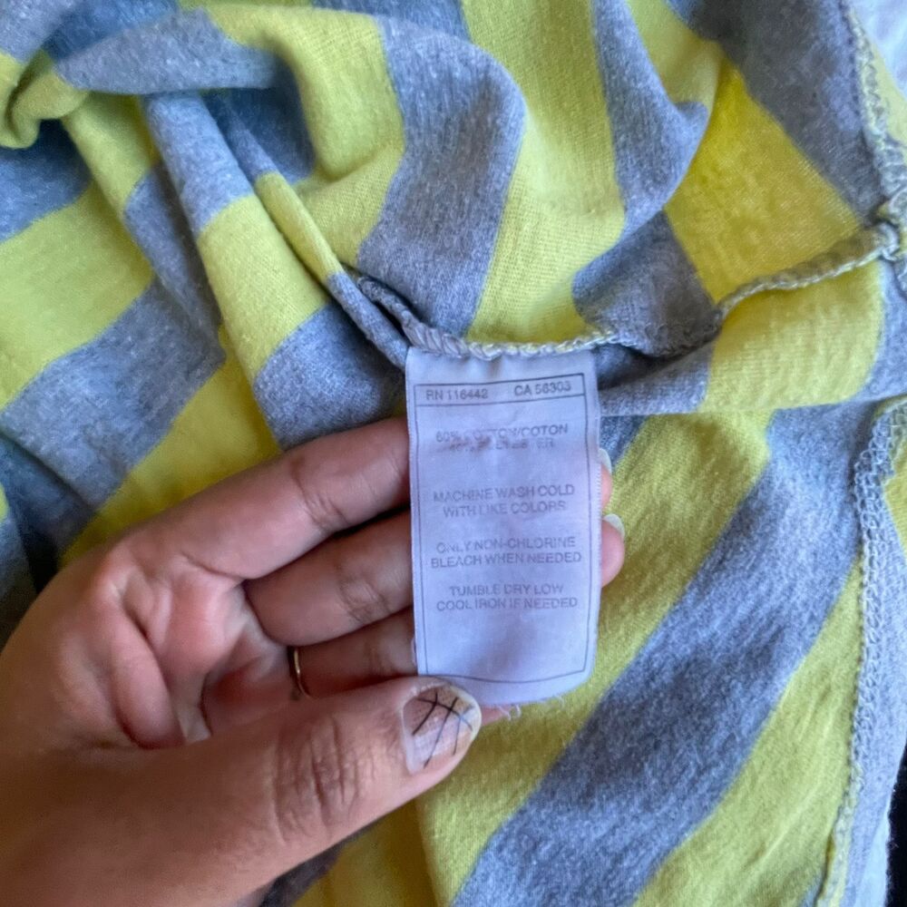Zine Womens M Yellow Grey Striped Pocket Racerback Tank Top Casual Shirt - Picture 5 of 7